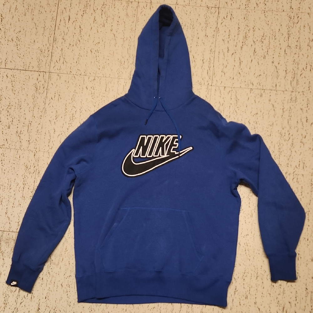 Nike Royal Blue Big Logo Pullover Hoodie Sweater Vintage Y2K
